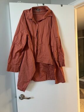 Oversized Rust Button-Up Shirt